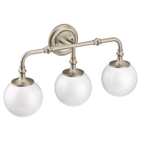 Moen Colinet Brushed nickel three globe bath light YB0563BN